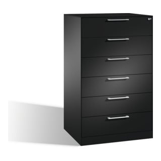Classeur C+P Asisto pour cartes de classement DIN A5 paysage, 6 tiroirs, trois voies gris noir