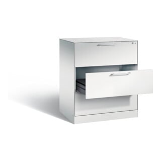 Classeur C+P Asisto pour classeurs DIN A4 paysage, 3 tiroirs, deux voies Avant Corps gris clair Corps gris clair Gris clair