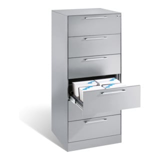 Classeur C+P Asisto pour classeurs DIN A5 horizontal, 6 tiroirs, deux voies Avant Corps gris clair Corps gris clair Gris clair
