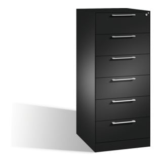 Classeur C+P Asisto pour classeurs DIN A5 paysage, 6 tiroirs, deux voies gris noir