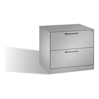 Classeur C+P Asisto pour dossiers suspendus DIN A4, 2 tiroirs, deux voies aluminium blanc