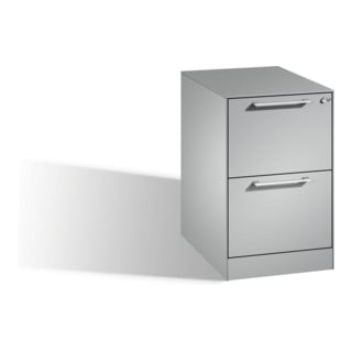 Classeur C+P Asisto pour dossiers suspendus DIN A4, 2 tiroirs, une voie, aluminium blanc