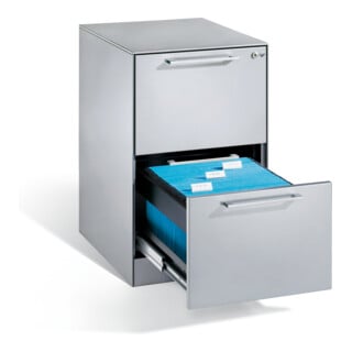 Classeur C+P Asisto pour dossiers suspendus DIN A4, 2 tiroirs, une voie, gris clair