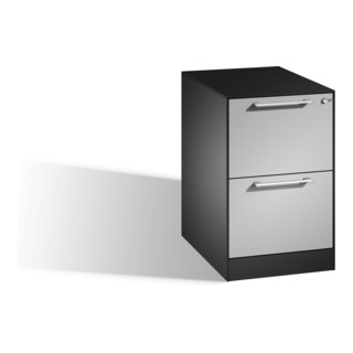 Classeur C+P Asisto pour dossiers suspendus DIN A4, 2 tiroirs, une voie, noir gris/blanc aluminium