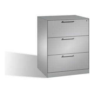 Classeur C+P Asisto pour dossiers suspendus DIN A4, 3 tiroirs, deux voies aluminium blanc