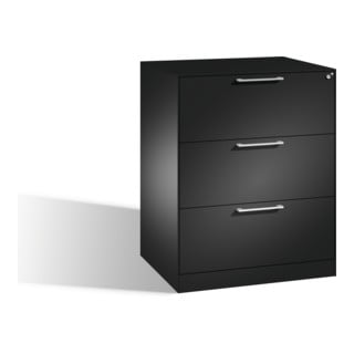 Classeur C+P Asisto pour dossiers suspendus DIN A4, 3 tiroirs, deux voies gris noir