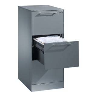 Classeur C+P Asisto pour dossiers suspendus DIN A4, 3 tiroirs, une voie, aluminium blanc