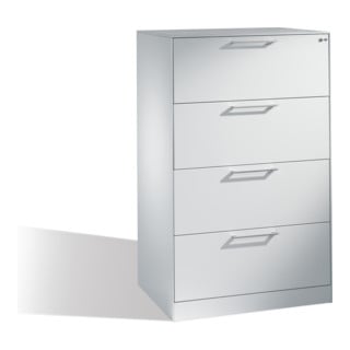 Classeur C+P Asisto pour dossiers suspendus DIN A4, 4 tiroirs, deux voies Avant Corps gris clair Corps gris clair Gris clair