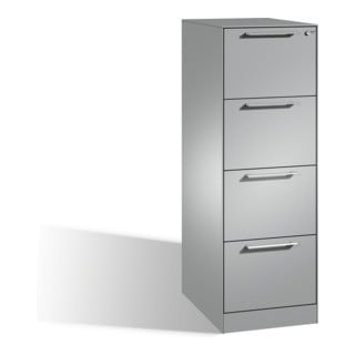 Classeur C+P Asisto pour dossiers suspendus DIN A4, 4 tiroirs, une voie, aluminium blanc