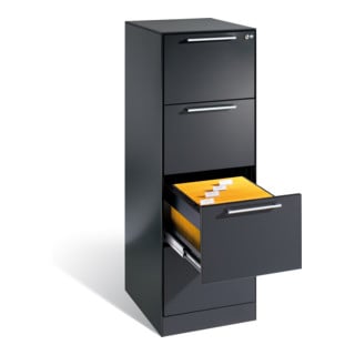 Classeur C+P Asisto pour dossiers suspendus DIN A4, 4 tiroirs, une voie, gris noir