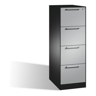 Classeur C+P Asisto pour dossiers suspendus DIN A4, 4 tiroirs, une voie, noir gris/blanc aluminium