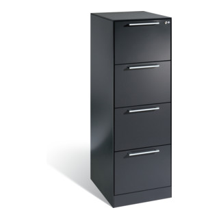 Classeur C+P Asisto pour fiches DIN A4 paysage, 4 tiroirs, à une voie, gris noir