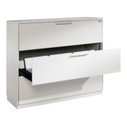 Classeur C+P Asisto pour fiches DIN A5 paysage, 3 tiroirs, trois voies Façade Blanc pur Corps Blanc pur Blanc pur-1
