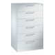 Classeur C+P Asisto pour fiches DIN A5 paysage, 6 tiroirs, trois voies Façade Avant Blanc pur corps Blanc pur Blanc pur-1