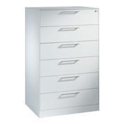 Classeur C+P Asisto pour fiches DIN A5 paysage, 6 tiroirs, trois voies Façade Avant Blanc pur corps Blanc pur Blanc pur-1