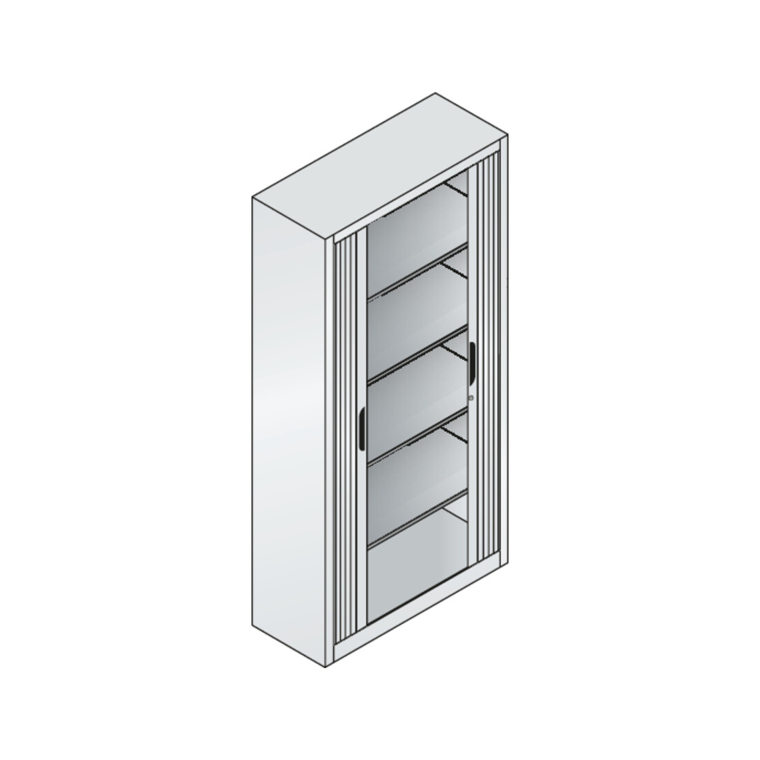 Classeur C+P Omnispace avec volet roulant et 5 hauteurs de dossiers avant gris clair corps gris clair gris clair