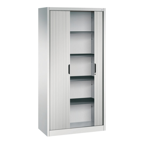 Classeur C+P Omnispace avec volet roulant et 5 hauteurs de dossiers avant gris clair corps gris clair gris clair