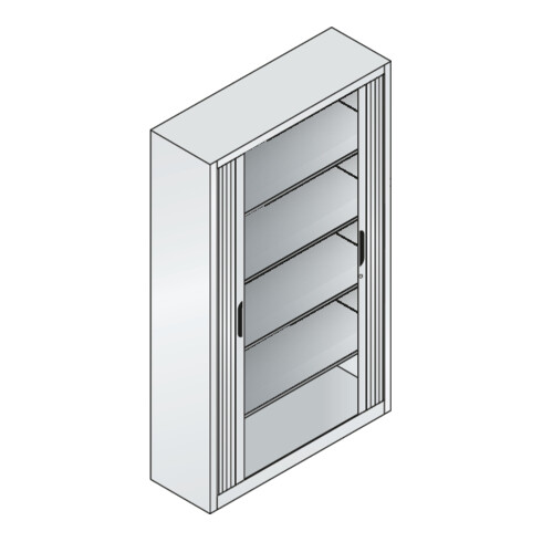 Classeur C+P Omnispace avec volet roulant et 5 hauteurs de dossiers avant gris clair corps gris clair gris clair