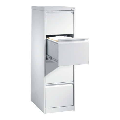 Classeur C+P pour dossiers suspendus DIN A4, 4 tiroirs, à une voie Avant Corps gris clair Corps gris clair Gris clair