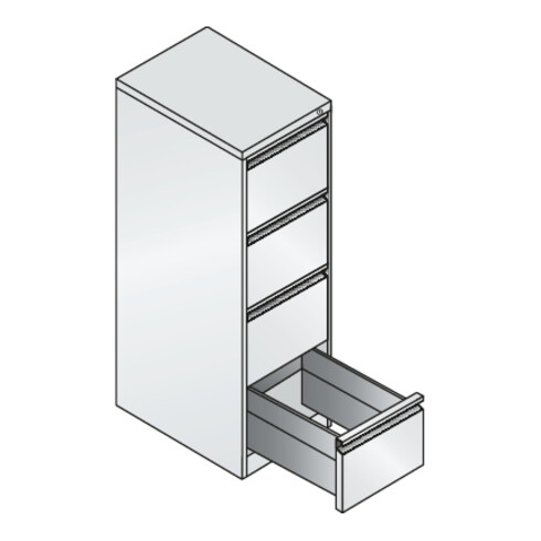Classeur C+P pour dossiers suspendus DIN A4, 4 tiroirs, à une voie Avant Corps gris clair Corps gris clair Gris clair