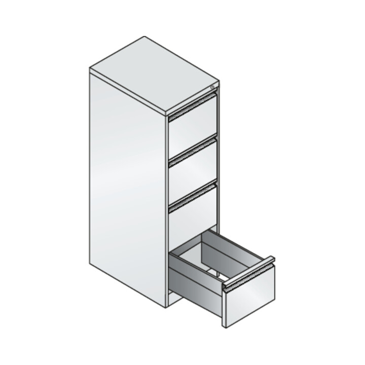 Classeur C+P pour dossiers suspendus DIN A4, 4 tiroirs, à une voie Avant Corps gris clair Corps gris clair Gris clair