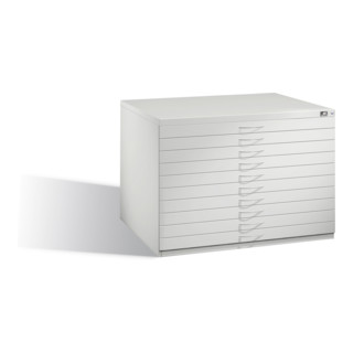 Classeur plat C+P pour formats jusqu'à DIN A1, 10 tiroirs, H760xL1100xP765mm façade gris clair corps gris clair gris clair