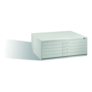 Classeur plat C+P pour formats jusqu'à DIN A1, 5 tiroirs, H420xL1100xP765mm façade gris clair corps gris clair gris clair