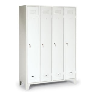 Classico Kleiderschrank mit Füßen mit 4 Abteilen Abteilbreite 300 mm Lichtgrau