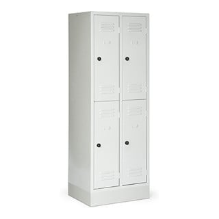 Classico Kleiderschrank mit Sockel doppelstöckig mit 4 Fächern Lichtgrau