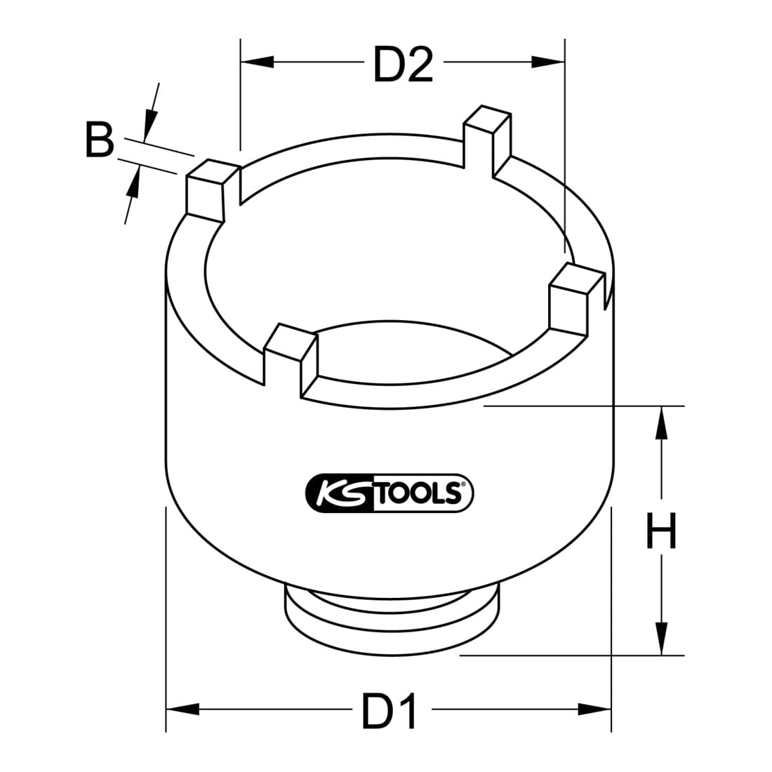 KS Tools Clé pour écrous à rainure KM 6, 1/2 pouce, tenon extérieur