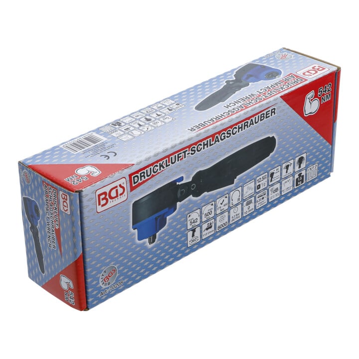 Clé à choc coudée avec tête rotative et inclinable 12,5 mm (1/2") 542 Nm BGS