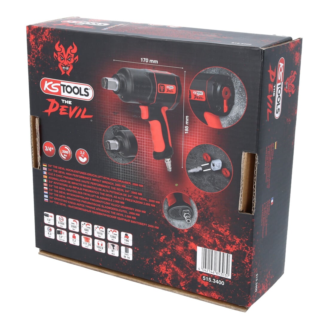 Clé à choc pneumatique KS Tools haute performance THE DEVIL 3/4'', 2000 Nm