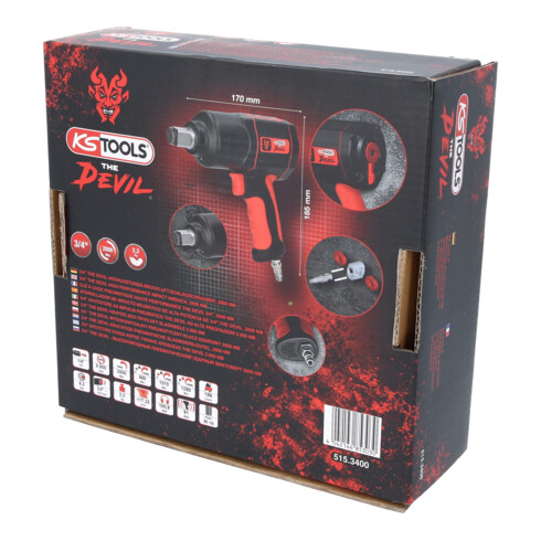Clé à choc pneumatique KS Tools haute performance THE DEVIL 3/4'', 2000 Nm