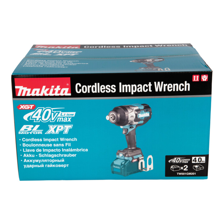 Clé à chocs sans fil Makita 40 V max. / 4,0 Ah, 2 batteries + chargeur en MAKPAC TW001GM201