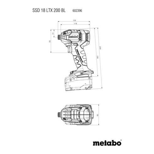 Clé à chocs sans fil Metabo SSD 18 LTX 200 BL metaBOX 145