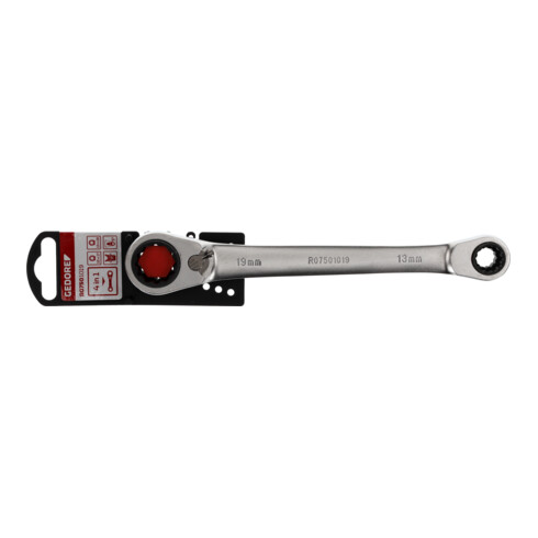Gedore red Clé à cliquet double anneau 4 en 1, réversible, 10 13 17 19 mm, droite, clé à molette, R07501019