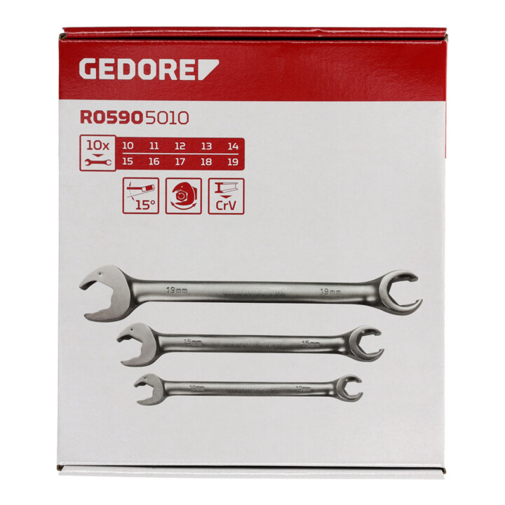 Clé à cliquet Gedore rouge à extrémité ouverte 10-19mm 10 pcs