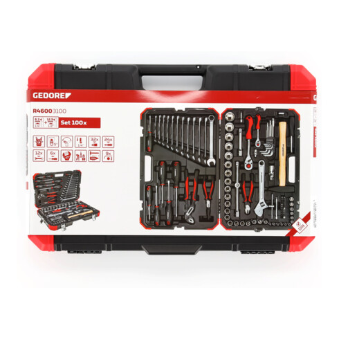 Clé à douille rouge Gedore set 1/4"+1/2" 100 pcs.
