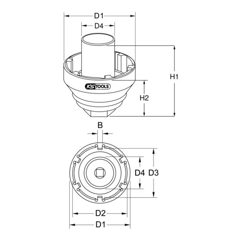 Clé à écrou à encoches KS Tools 3/4" avec tube de guidage, MAN TGA