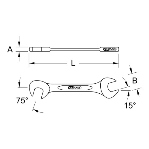 Clé à fourche double KS Tools, 15°+75° 3,2mm