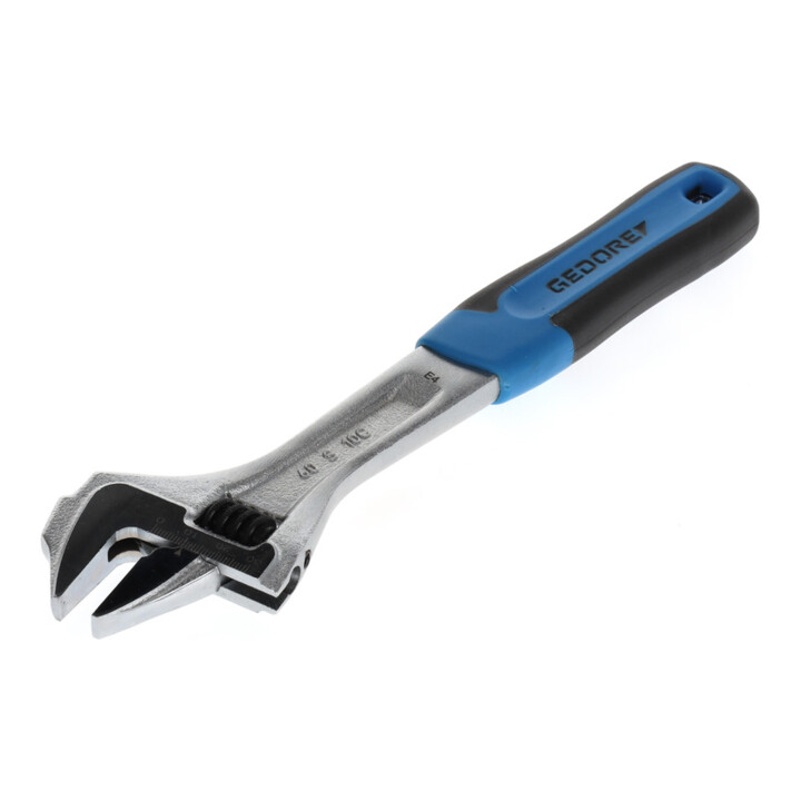 Clé à fourche Gedore 10", réglable, chromée avec poignée 2K