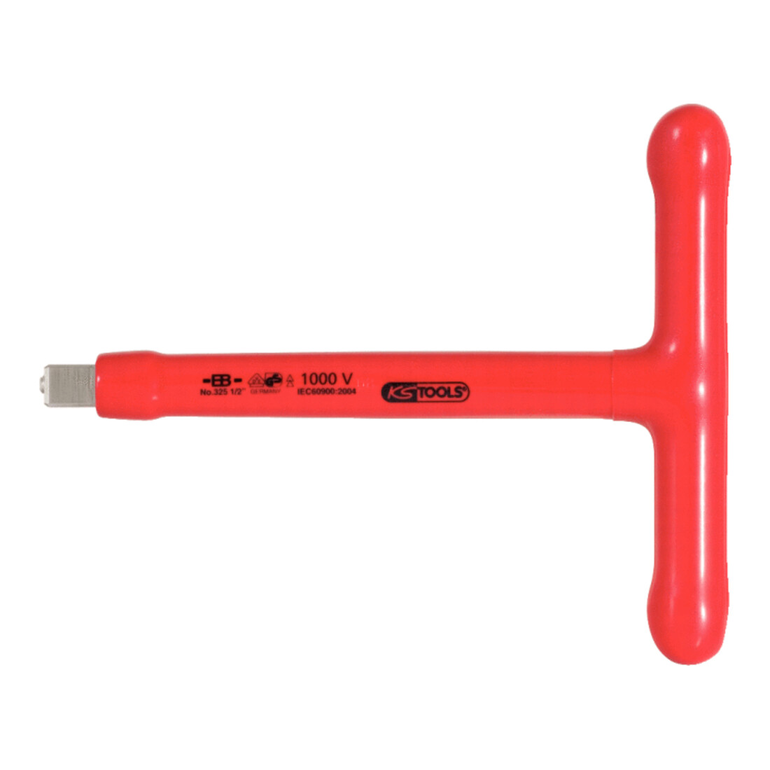 Clé carrée mâle 1/2" manche en T avec revêtement isolant et arrêt, 200 mm