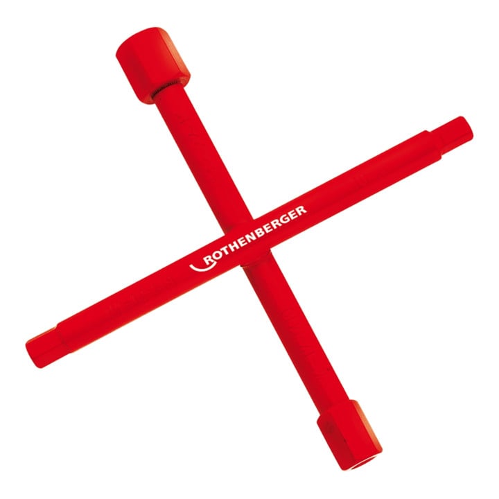Clé cruciforme sanitaire 200 x 200 mm avec multifonction ROTHENBERGER