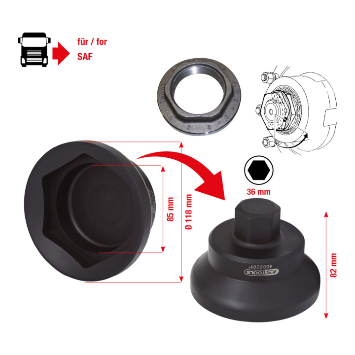 Clé d'écrou d'essieu pour SAF 85 mm, Ø 118 mm KS Tools