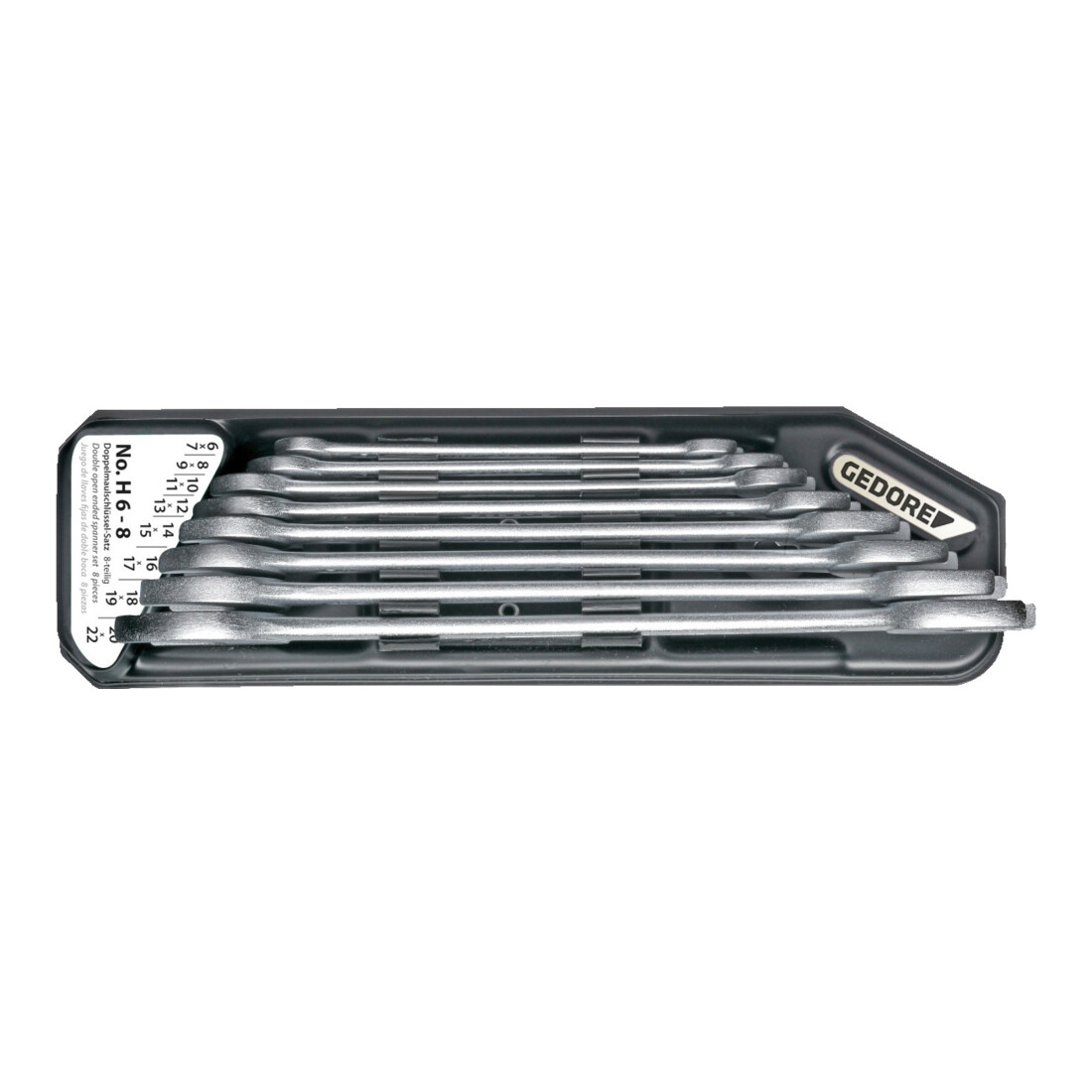 Clé double ouverte Gedore dans son support 8 pcs 6-22 mm