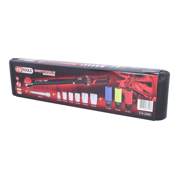 Clé dynamométrique ERGOTORQUEprecision KS Tools avec trousse, 20-200Nm, 11 pcs
