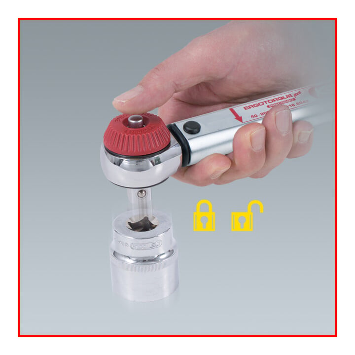Clé dynamométrique KS Tools ERGOTORQUE®precision 1/2" 40-200 Nm à cliquet réversible Quick-Lock