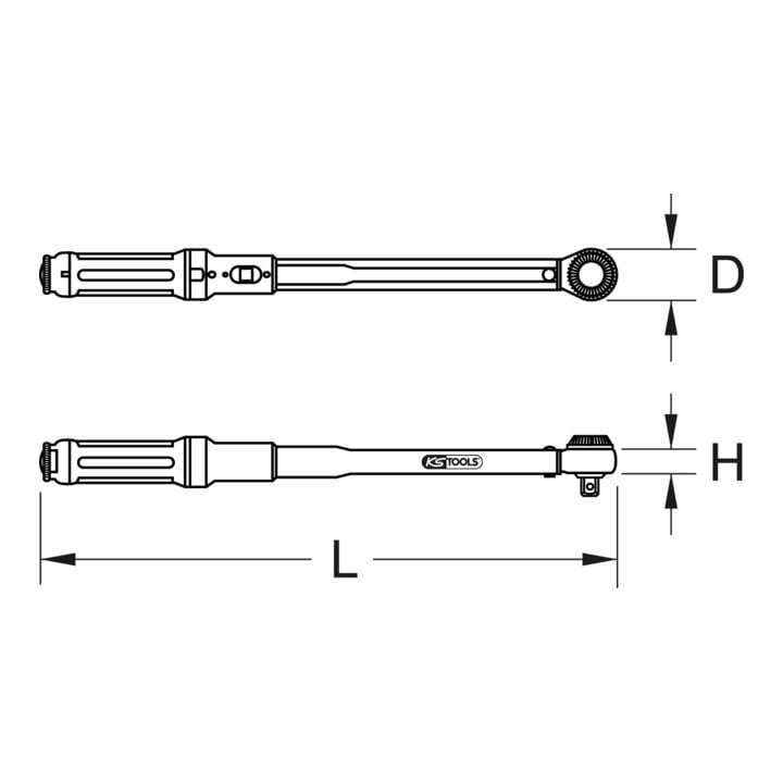 Clé dynamométrique KS Tools ERGOTORQUE®precision 1/2" 40-200 Nm à cliquet réversible Quick-Lock