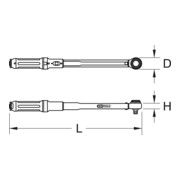 Clé dynamométrique KS Tools ERGOTORQUE®precision 1/2" 40-200 Nm à cliquet réversible Quick-Lock-5