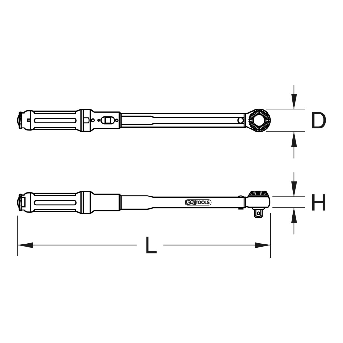 Clé dynamométrique KS Tools ERGOTORQUE®precision 1/2" 40-200 Nm à cliquet réversible Quick-Lock